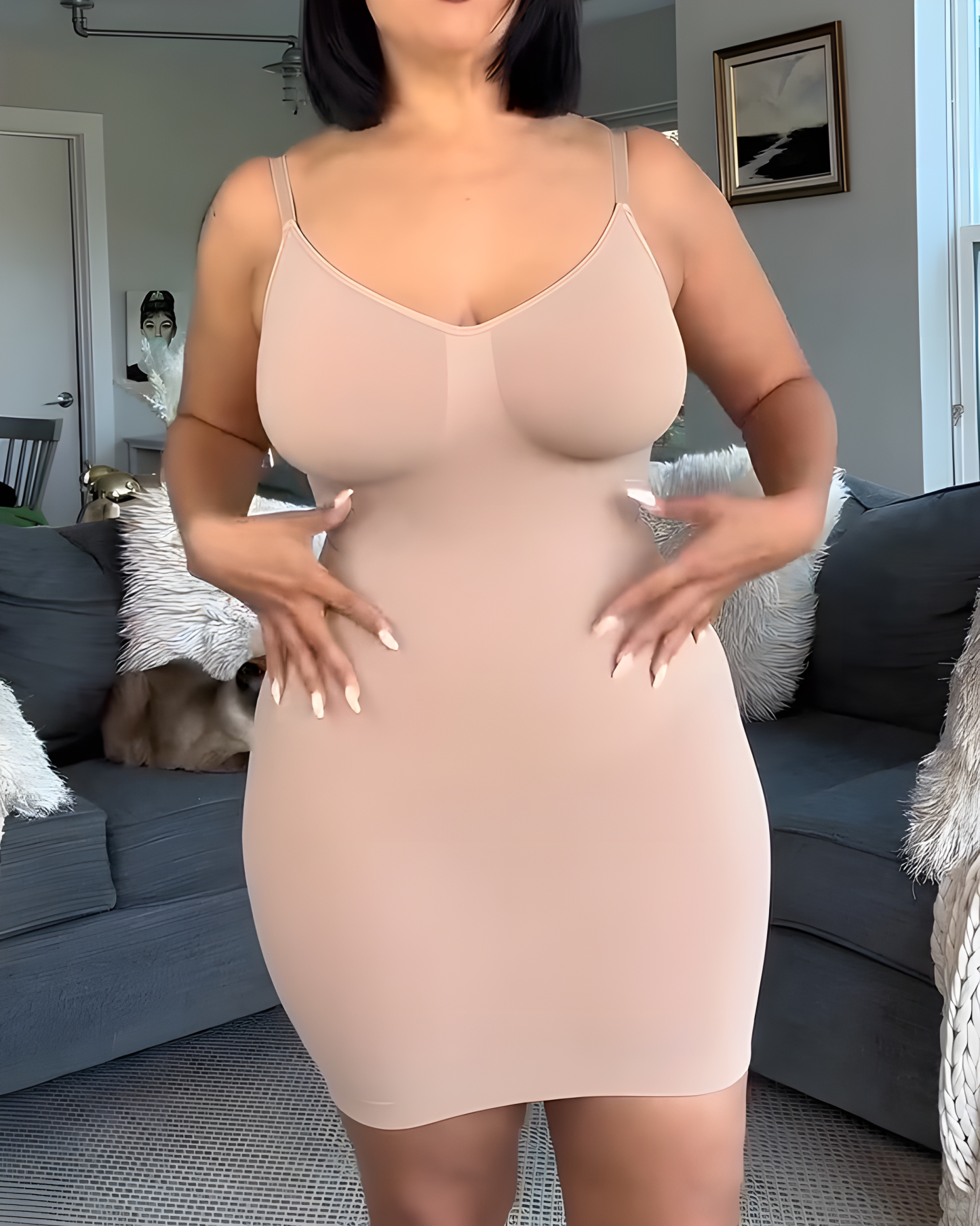 Seamless V-Neck Tummy Control Slip Dress