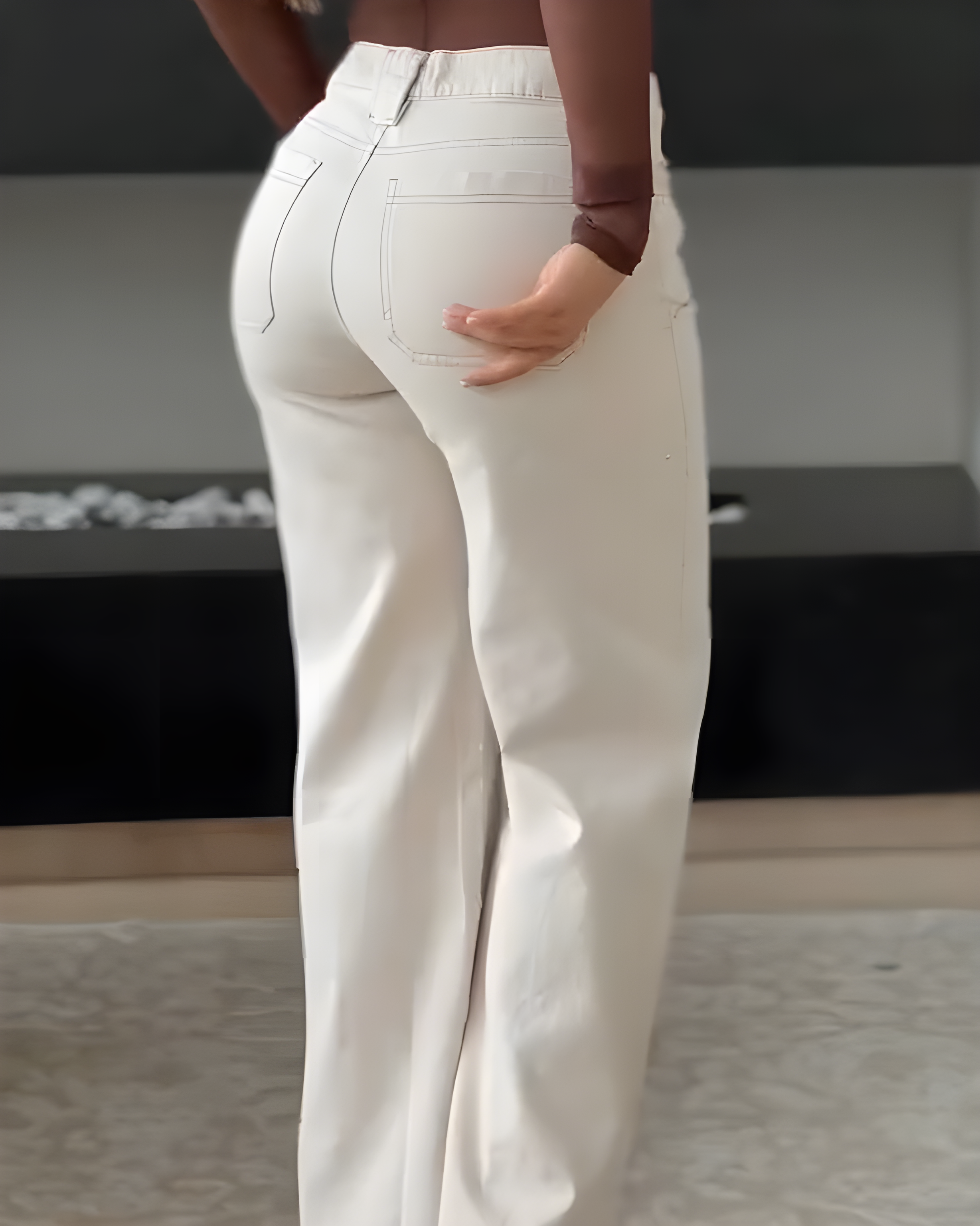 Sparkling Rhinestone Fashion Slim-Fit Wide-Leg Jeans