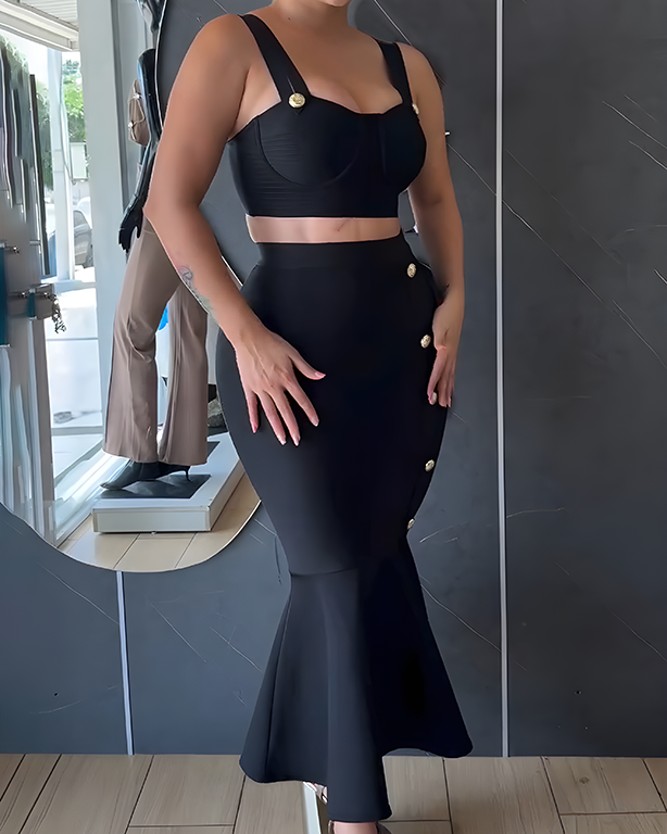 Fashion Slim Fishtail Skirt 2-Piece Set