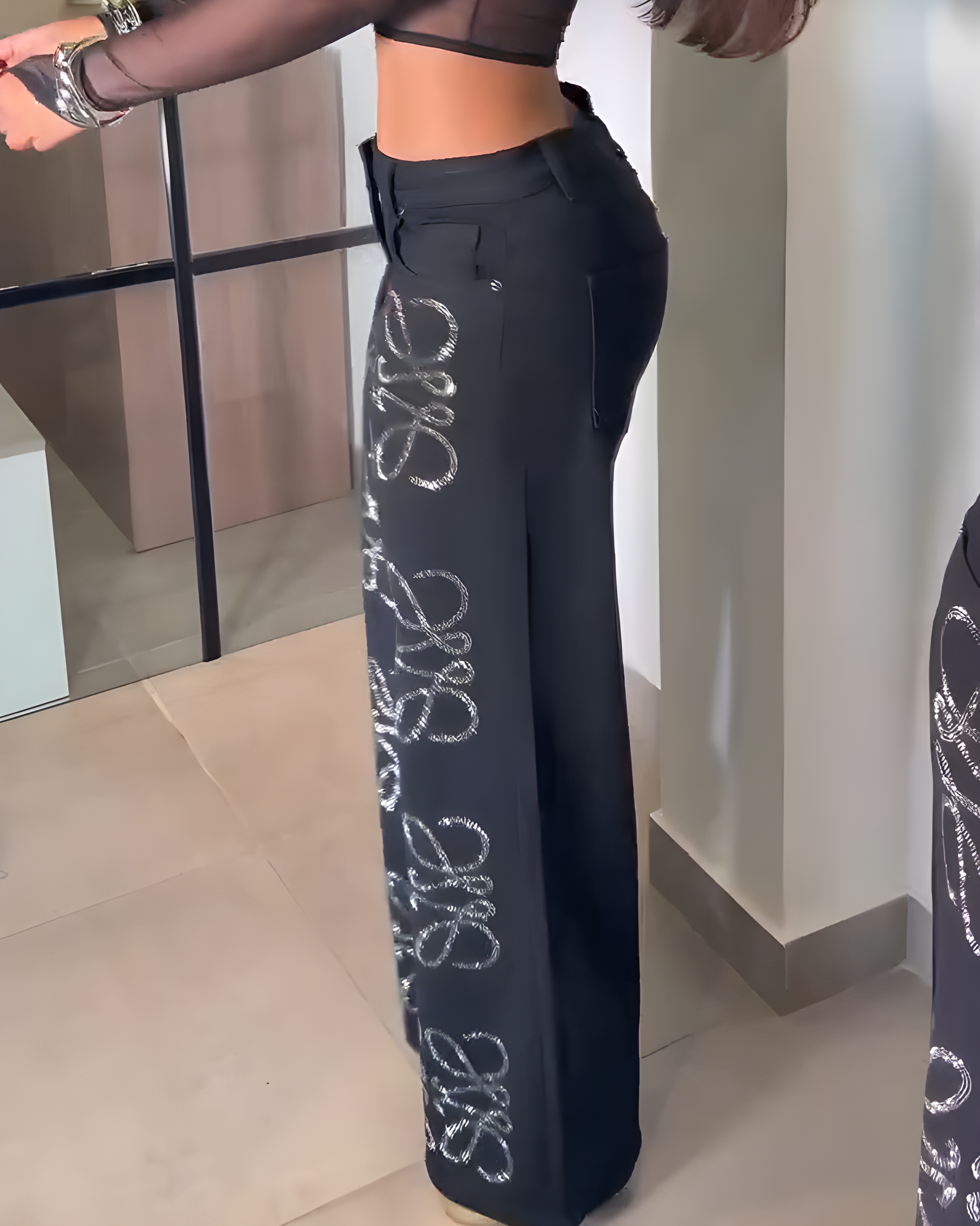 Women's Shiny Straight Leg Jeans