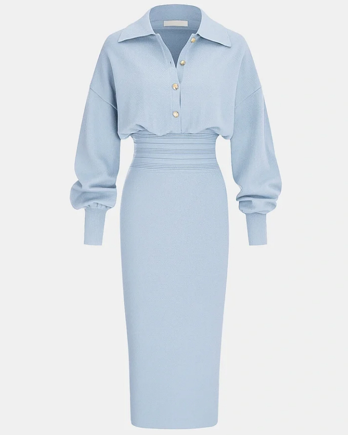 Cinched Waist Knit Shirt Dress