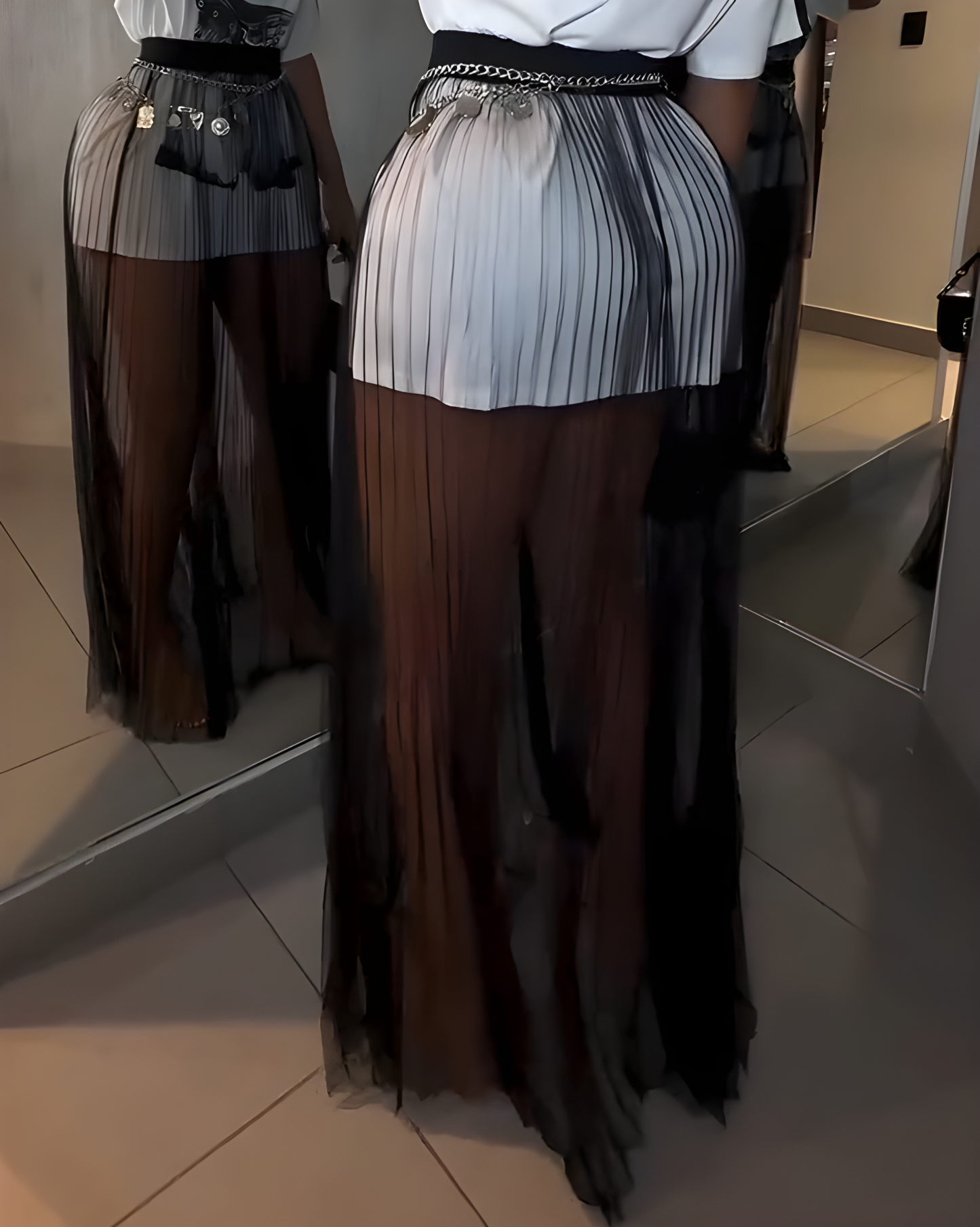 Women's Single Layer Sheer Mesh Maxi Skirt