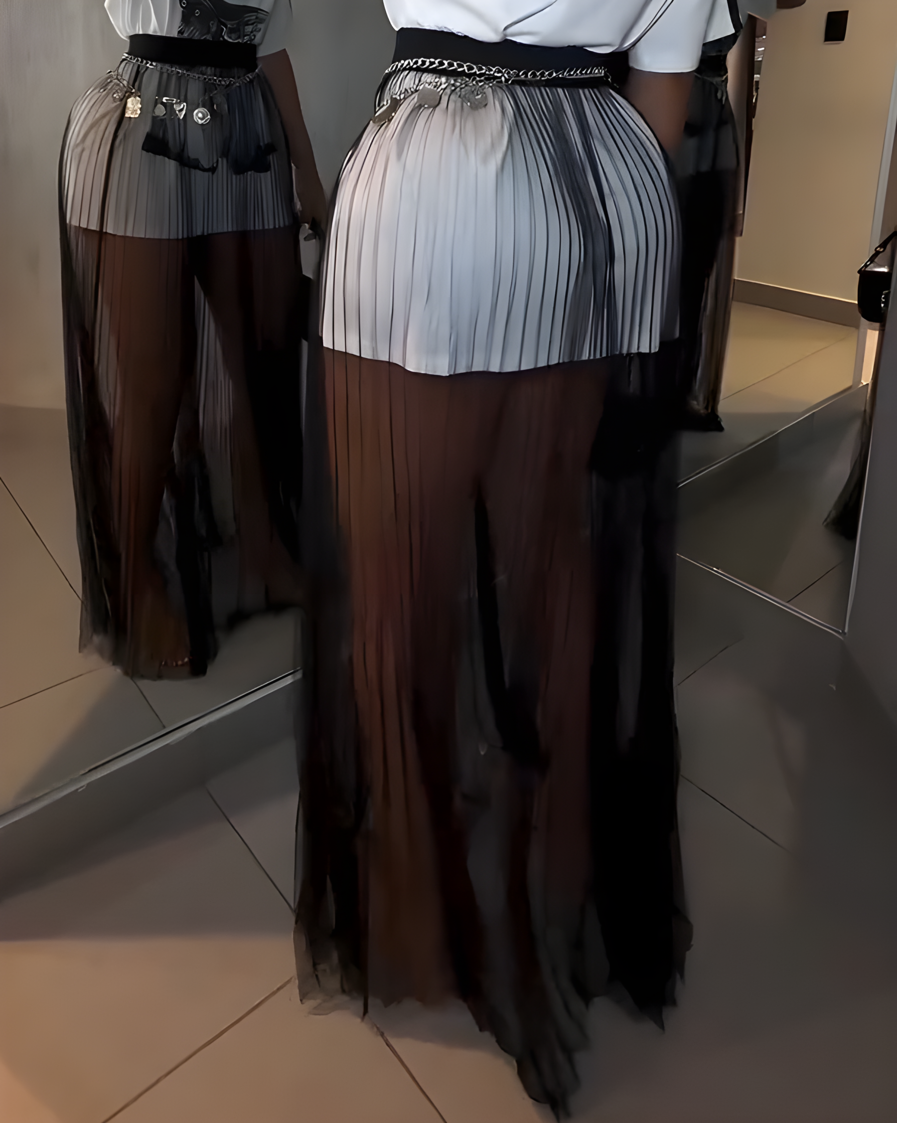 Women's Single Layer Sheer Mesh Maxi Skirt