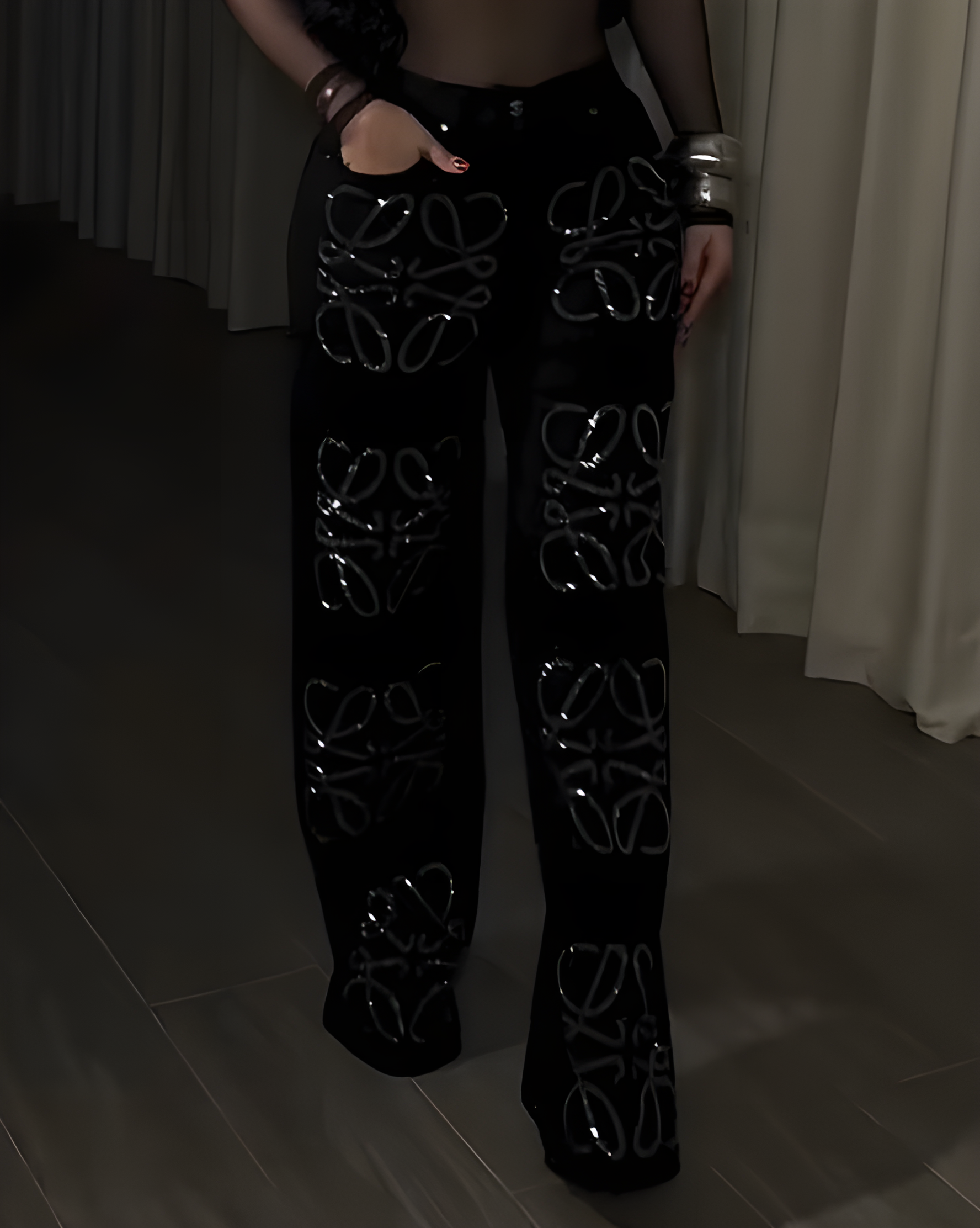 Women's Shiny Straight Leg Jeans