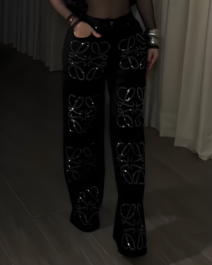 Women's Shiny Straight Leg Jeans