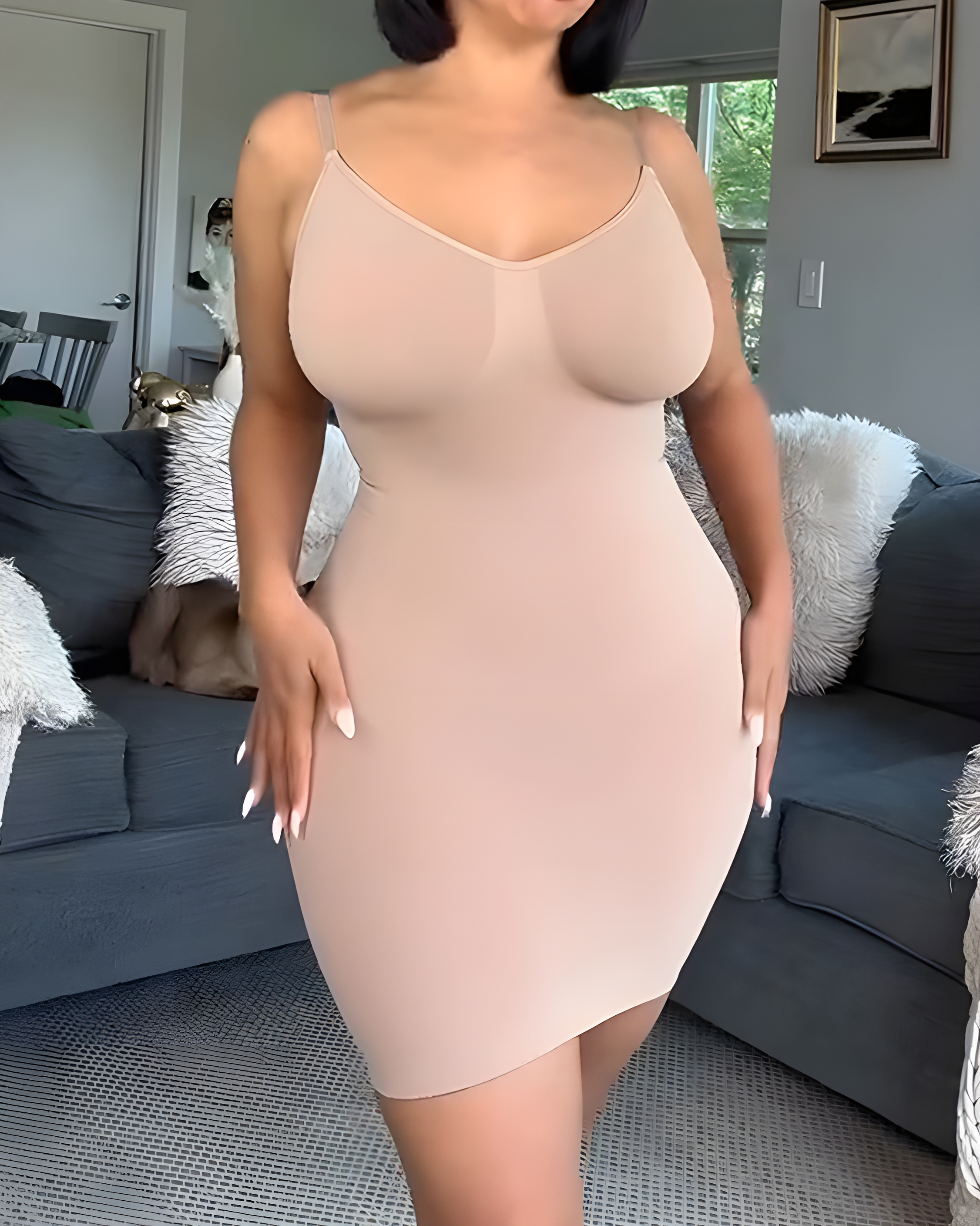 Seamless V-Neck Tummy Control Slip Dress