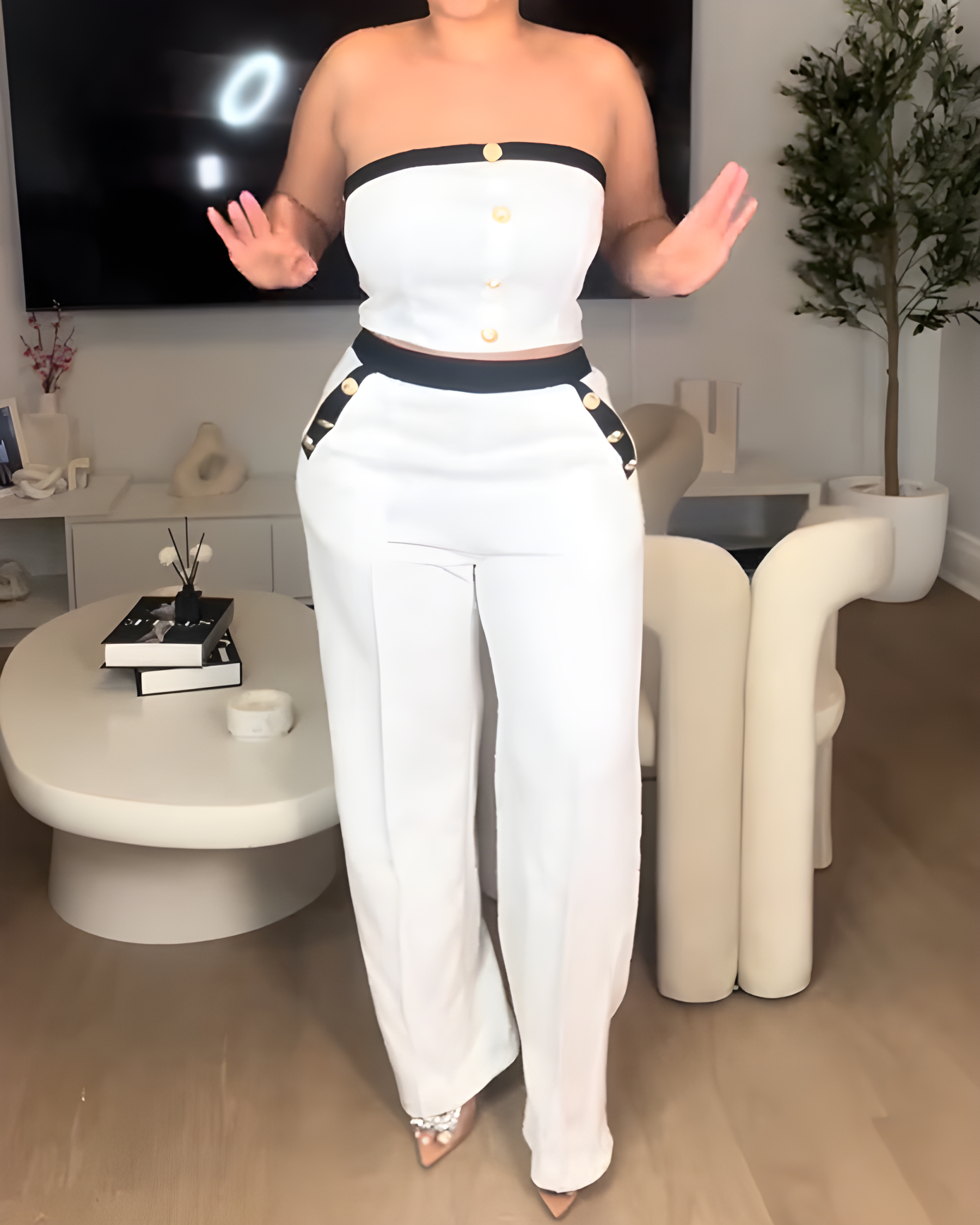 Sexy Fashionable Sleeveless Trousers 2-Piece Set