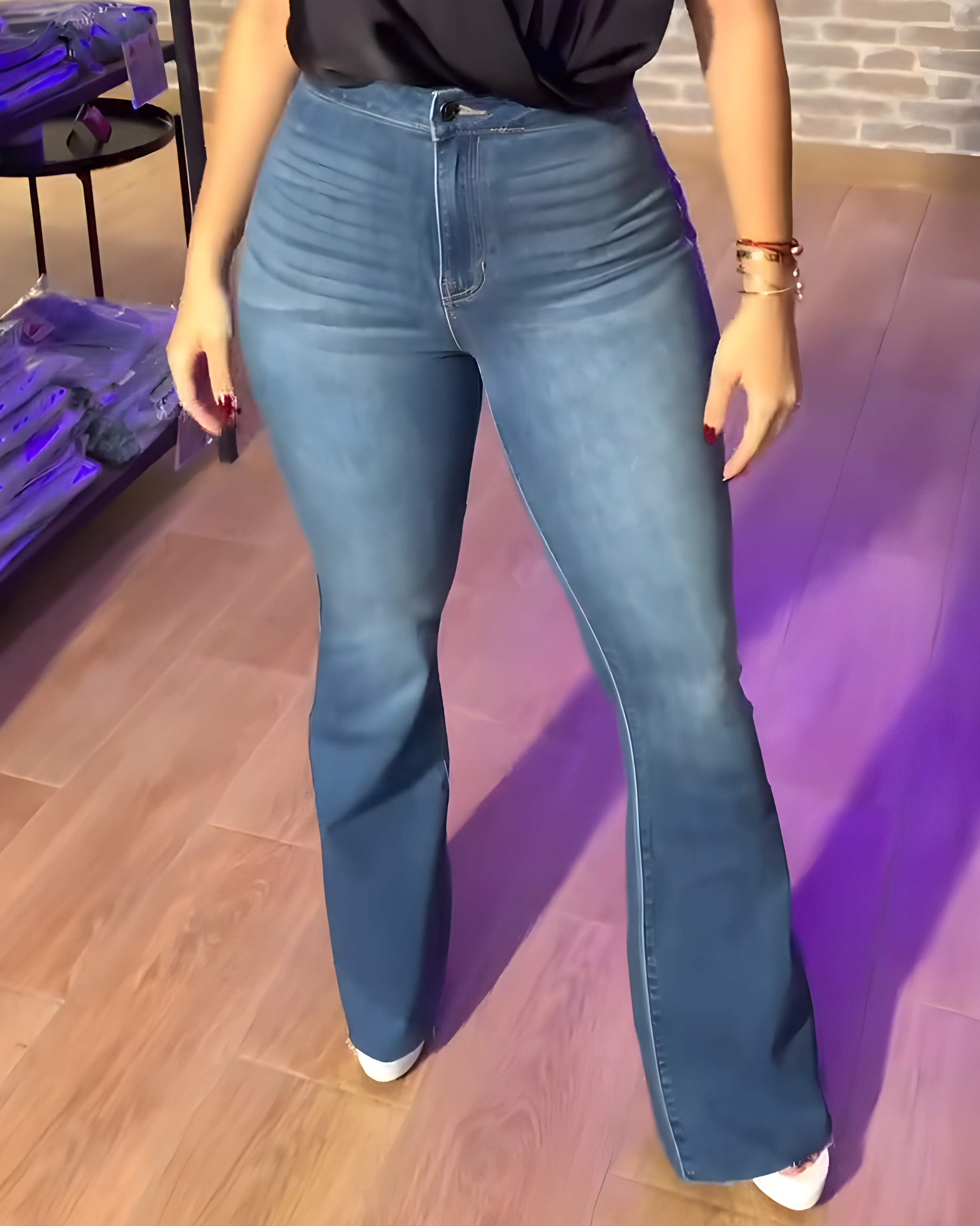 Women's Fashion High Waist Skinny Denim Flared Pants