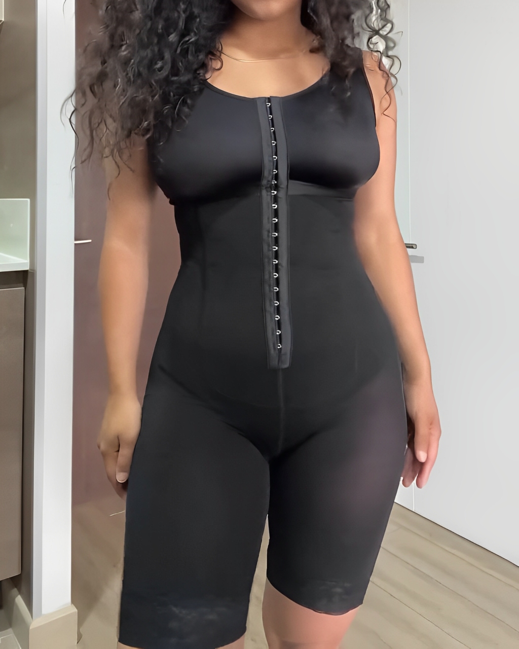 Sleeveless Hook Eye Full Body Shaper with Bra