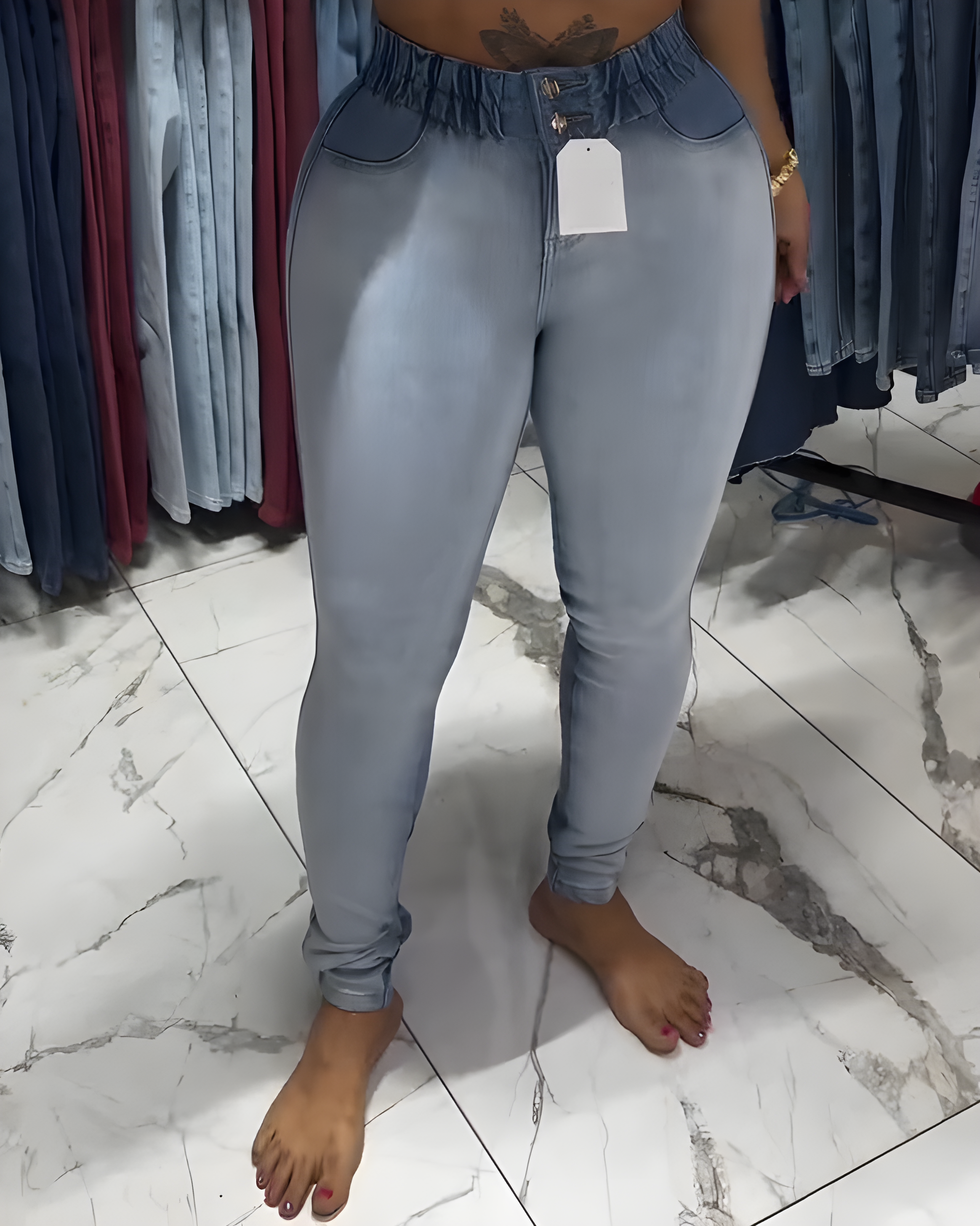 Women's Double-Breasted Button-Down Skinny Jeans