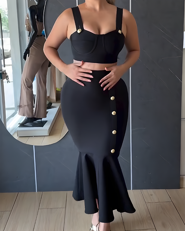 Fashion Slim Fishtail Skirt 2-Piece Set