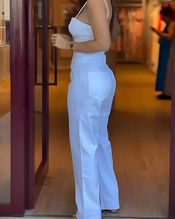 Zip-Front Sleeveless Slim-Fitting Jumpsuit