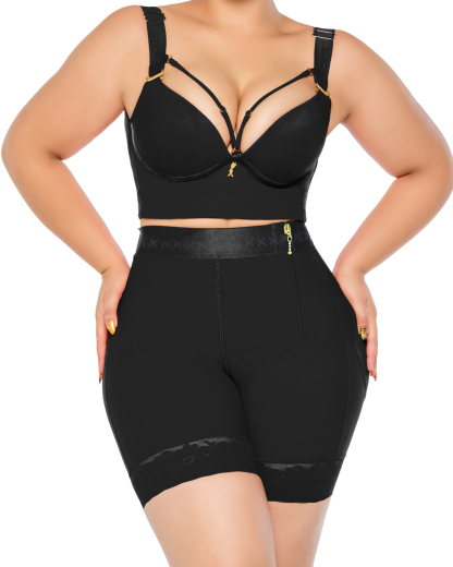 High Waist Side Zipper Butter Lifter Faja Shorts