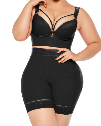 High Waist Side Zipper Butter Lifter Faja Shorts