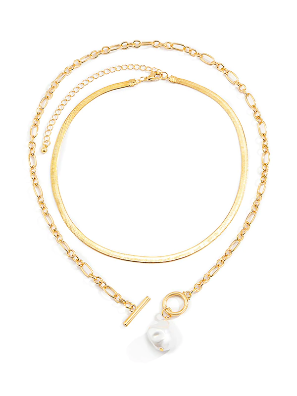 Fashion Hip-Hop OT Buckle Flat Ssnake Bone Necklace