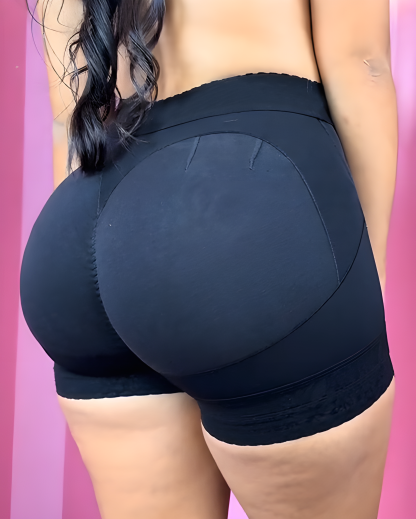 High-Waisted Hip-Lifting Shorts with Lace Trim