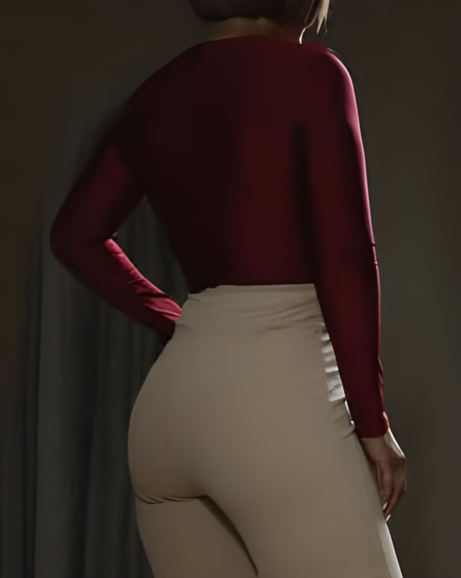 Women's Draped Neck Long-Sleeved Top