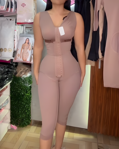 3-Rows Hook Eye Sleeveless Mid-Length Full-Body Shapewear