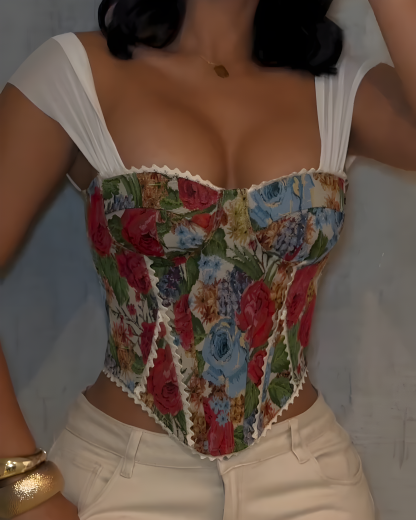 Bandeau Tie Back Slim Fit Corset Top