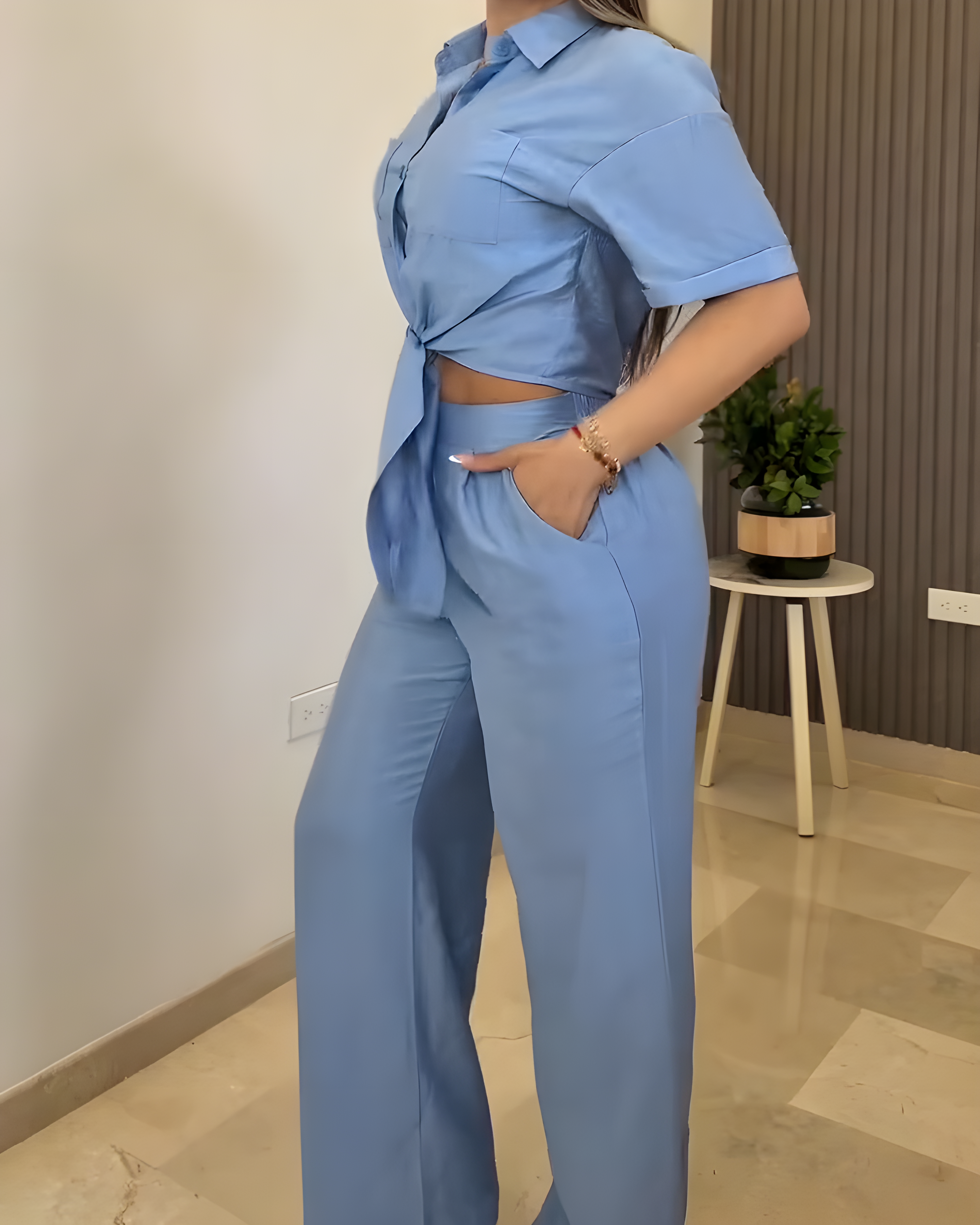 Loose Comfortable Short Sleeve Wide Leg 2 Piece Set