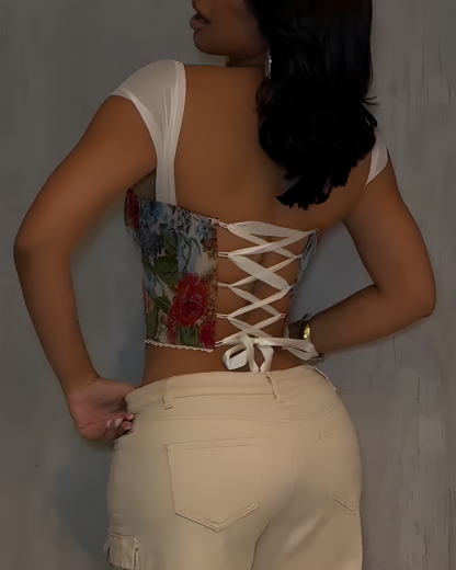 Bandeau Tie Back Slim Fit Corset Top