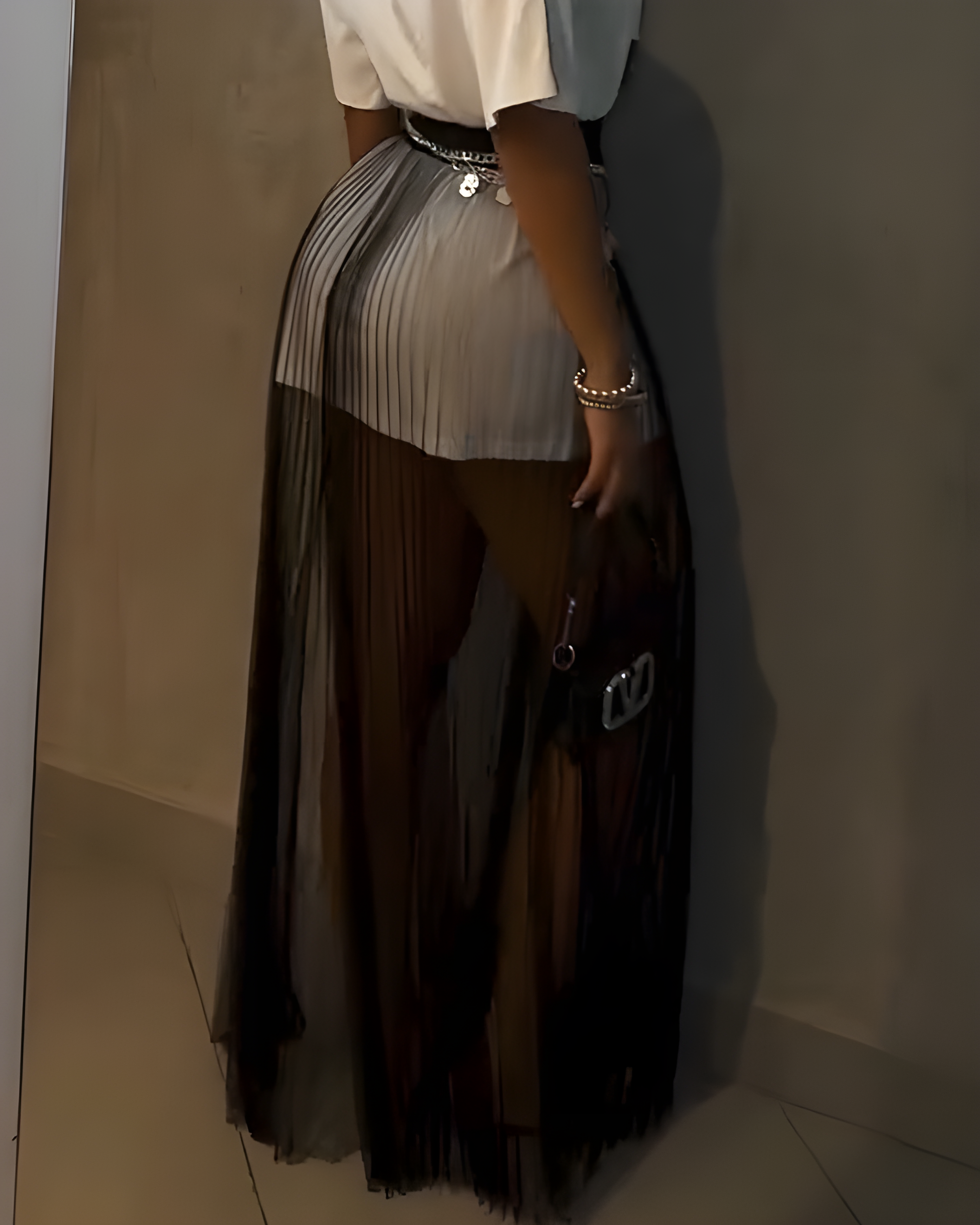 Women's Single Layer Sheer Mesh Maxi Skirt