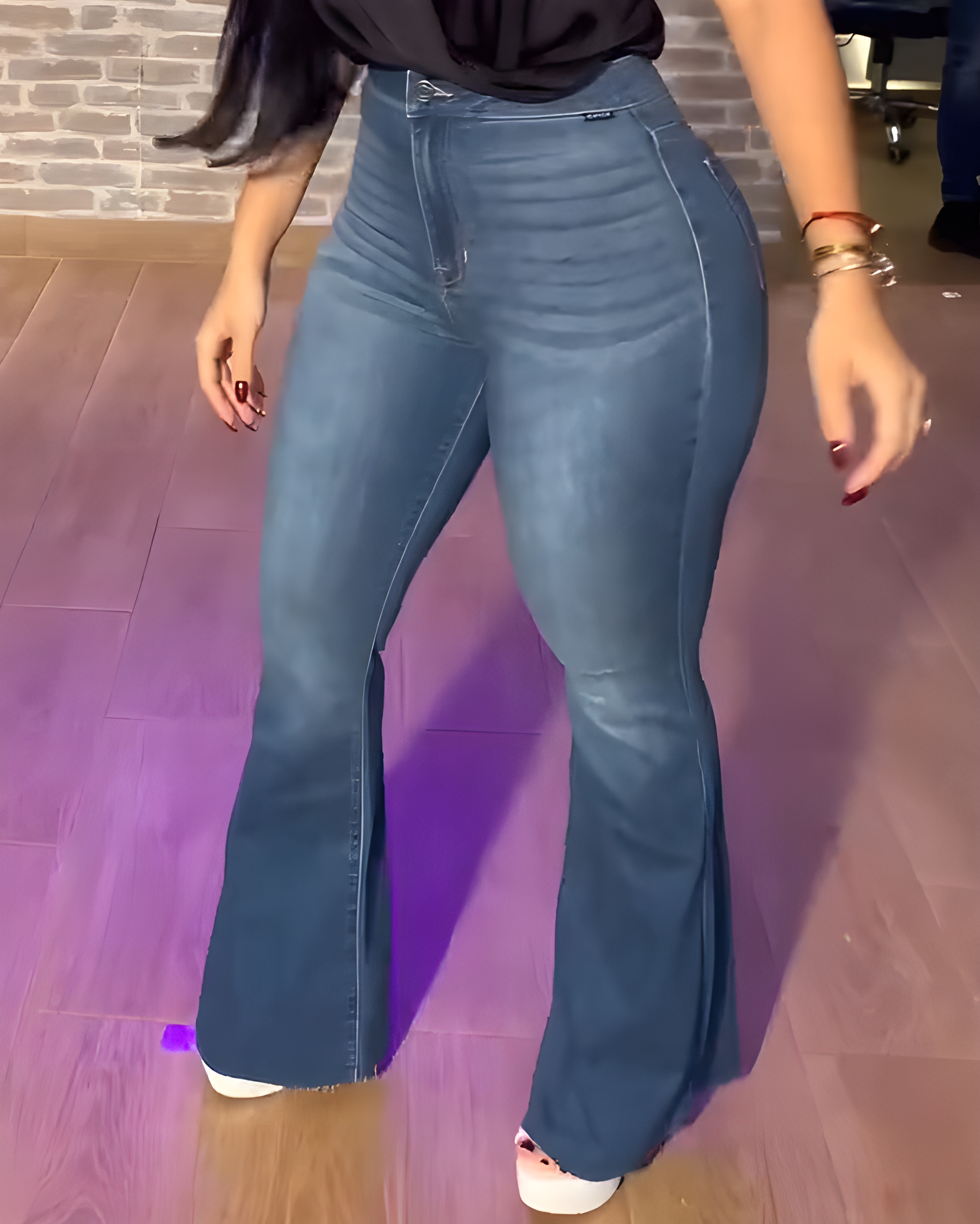 Women's Fashion High Waist Skinny Denim Flared Pants