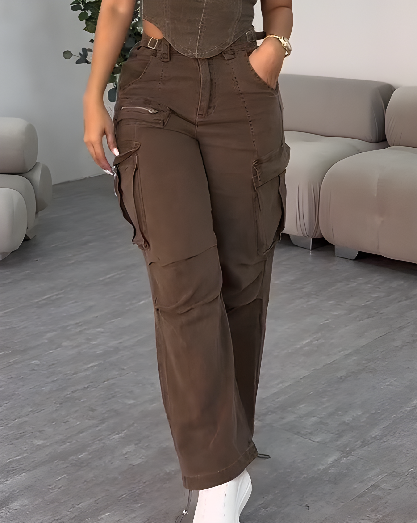 Women's Casual Cargo Wide-Leg Pants