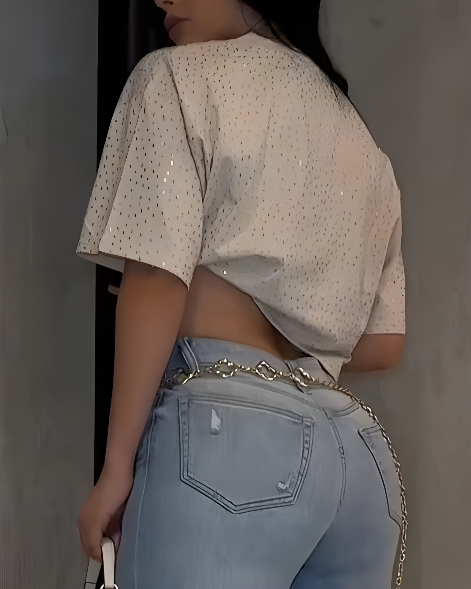 Women's Shiny Rhinestone Short Sleeve T Shirt