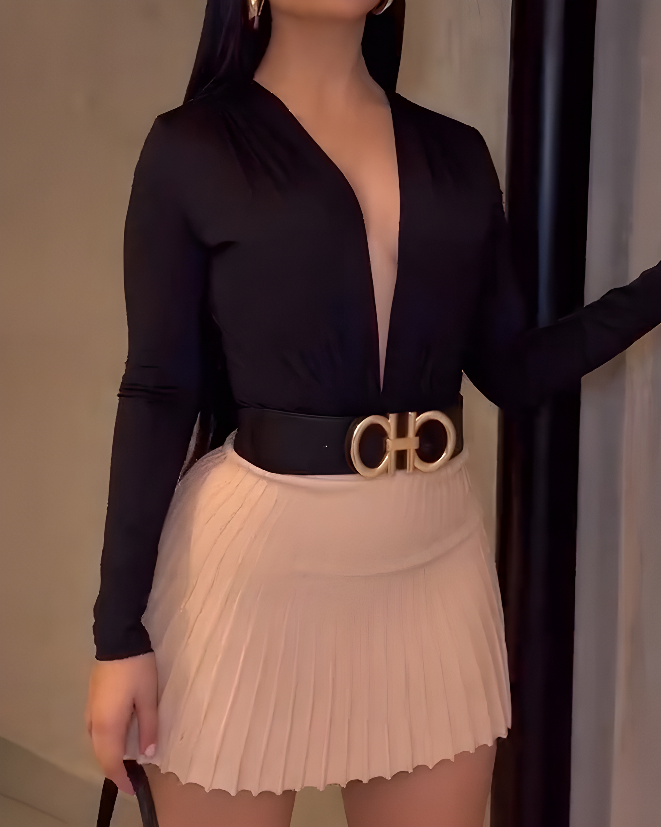 Women's Fashion Long-Sleeved Bodysuit & Skirt 2-Piece Set