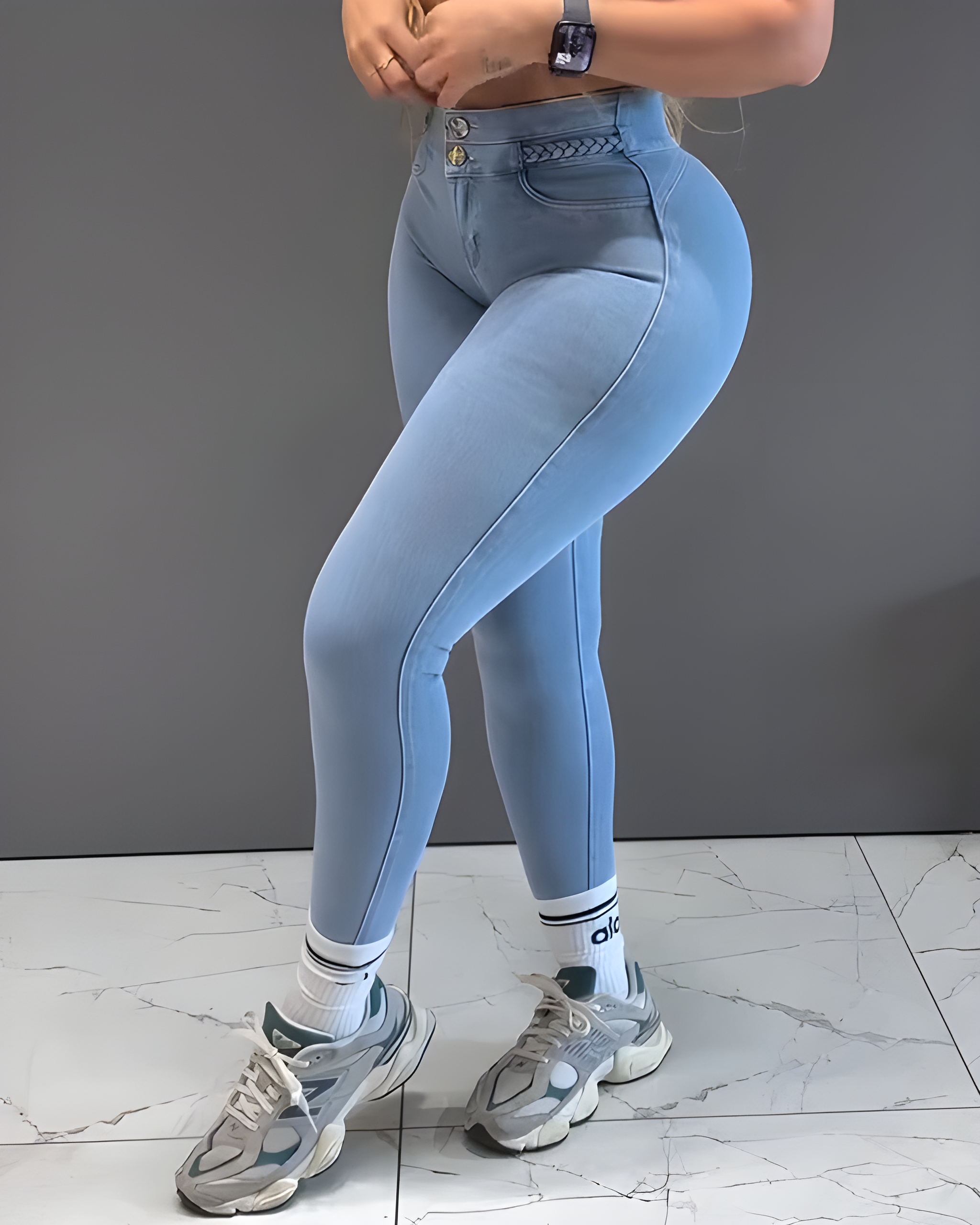 High-Rise Double-Breasted Skinny Slim Jeans