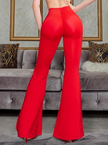 Women's High Waist Side Slit Hip Lift Flared Yoga Pants