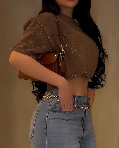 Women's Shiny Rhinestone Short Sleeve T Shirt