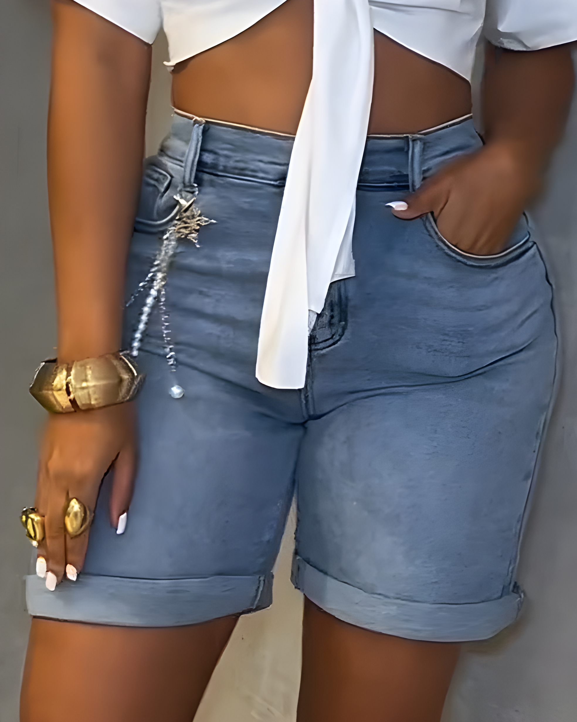 High Waisted Slim Fit Loose Denim Shorts