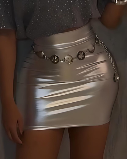 Women's Slim Metallic Shiny Short Skirt