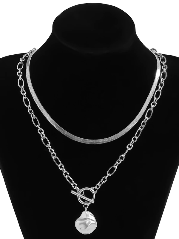 Fashion Hip-Hop OT Buckle Flat Ssnake Bone Necklace