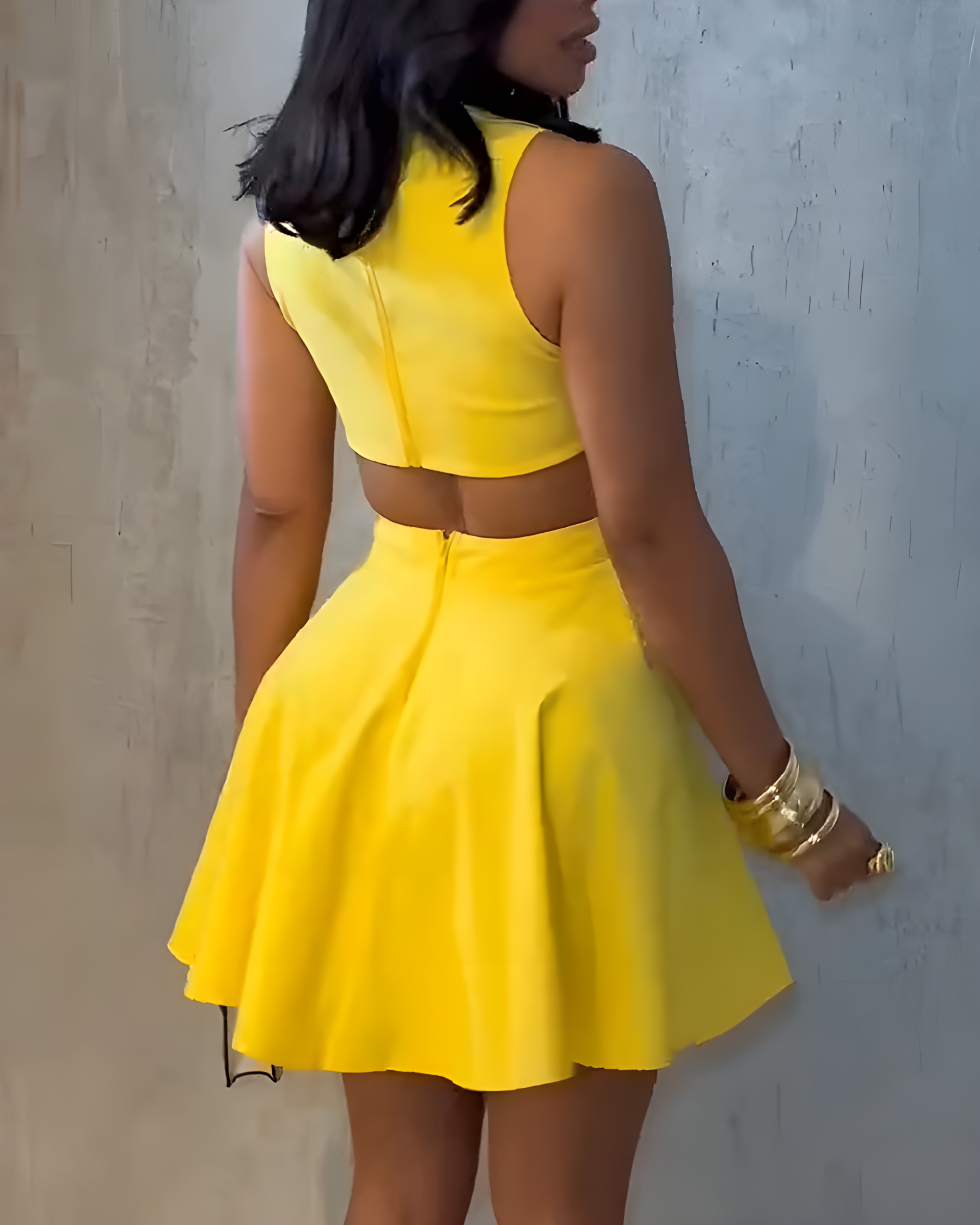 Fashionable Lapel Slimming Cutout Dress
