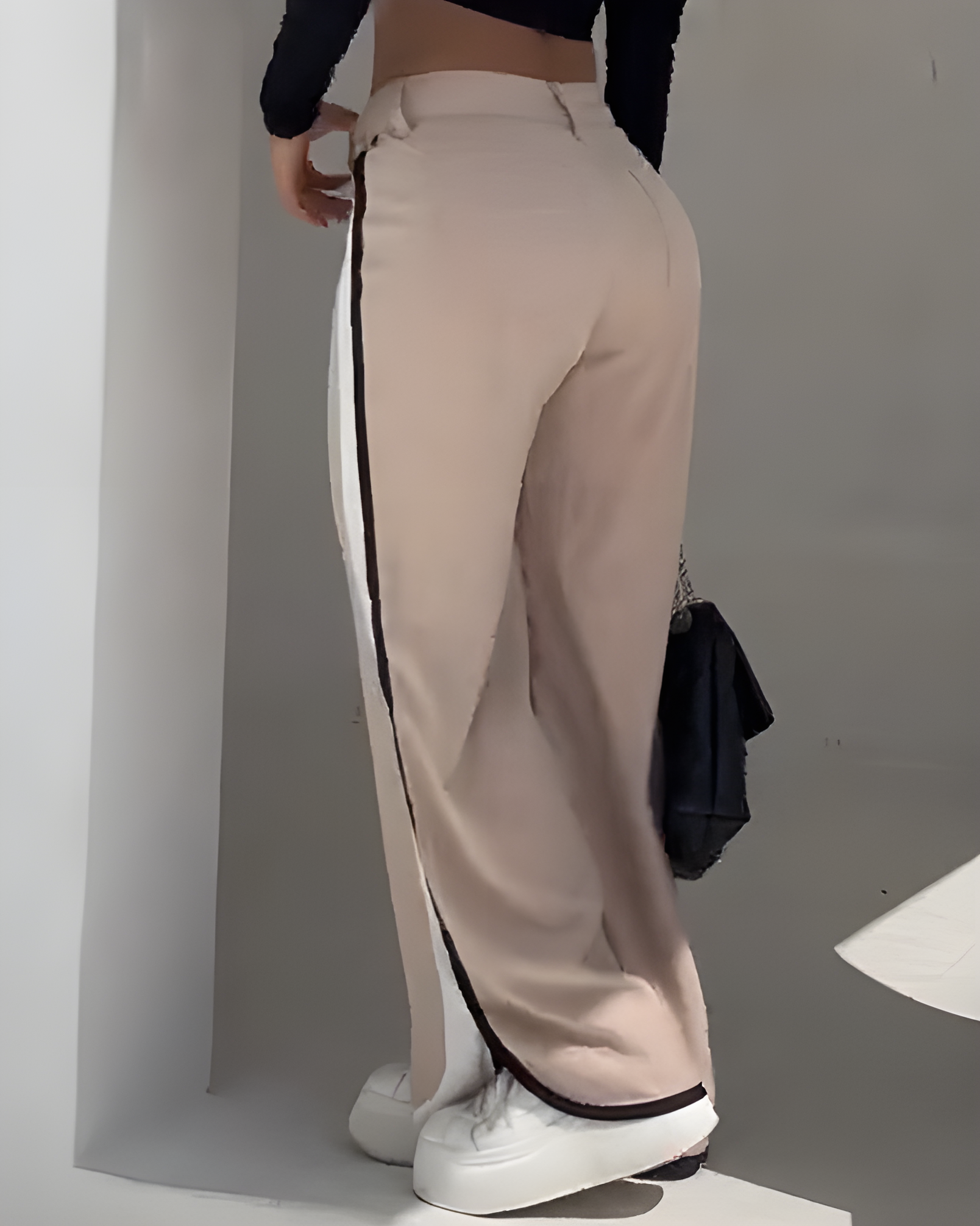 Comfort Contrast Color Stitching Casual Wide-Leg Pants