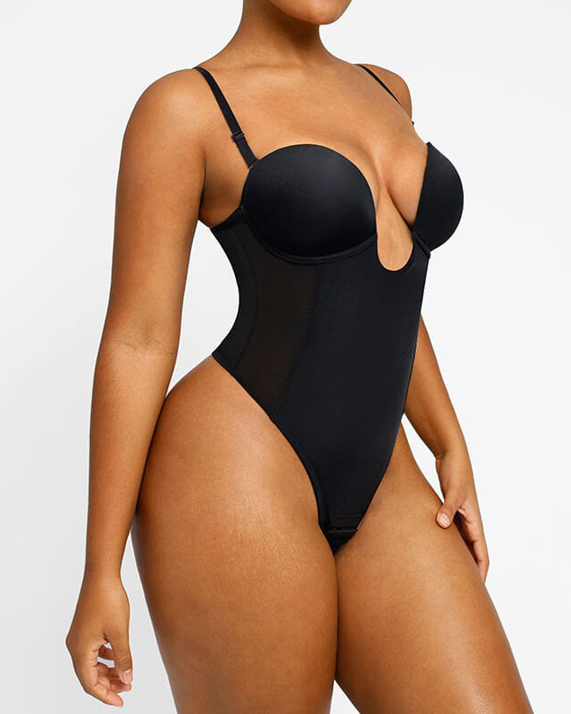 Deep Plunge Low-Back Thong Bodysuit