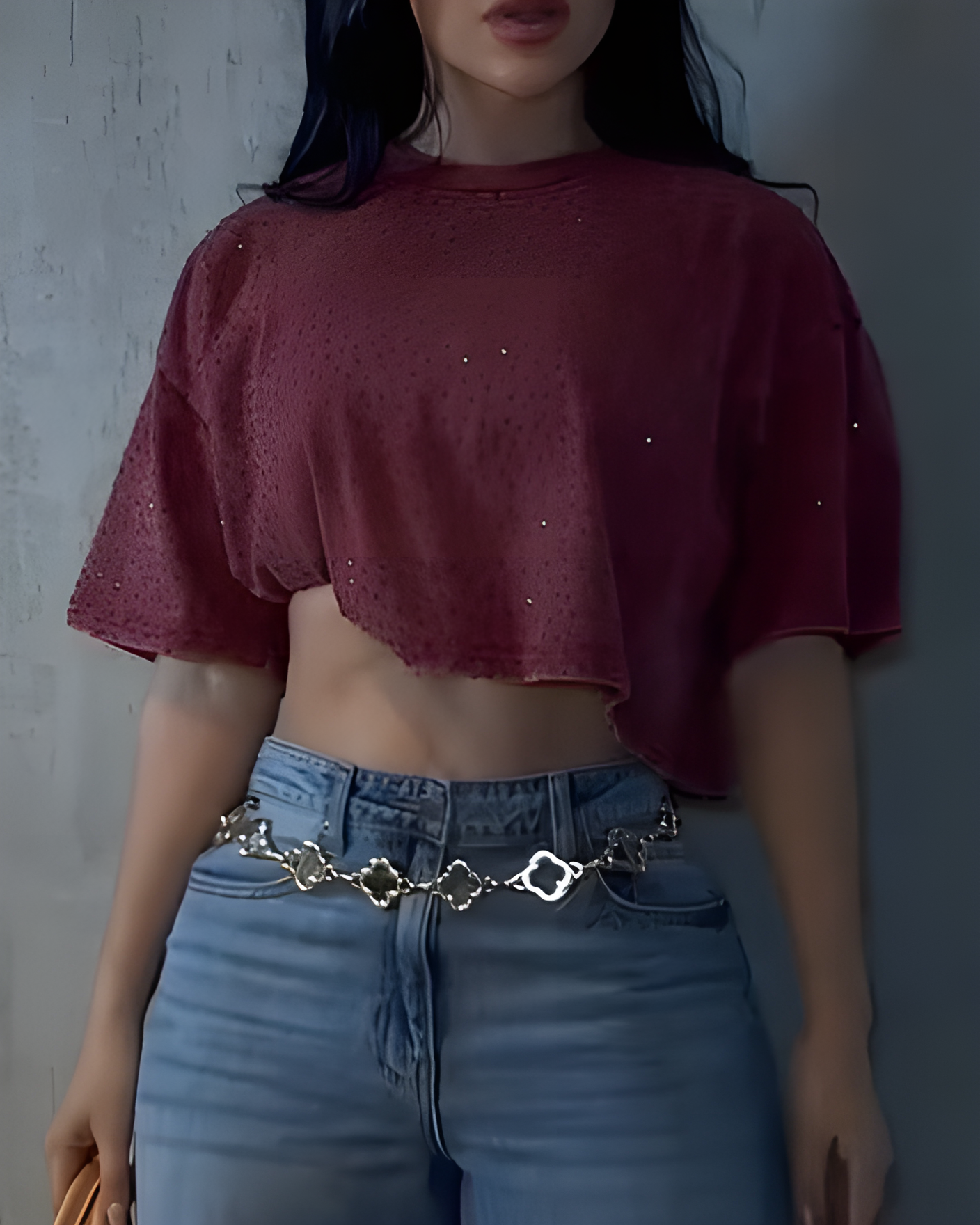 Women's Shiny Rhinestone Short Sleeve T Shirt