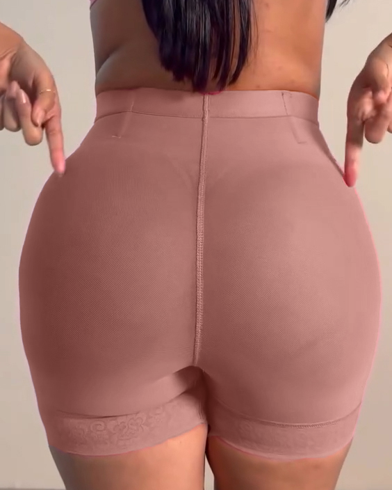 High Waist Lace Trim Butt Sculpting Short