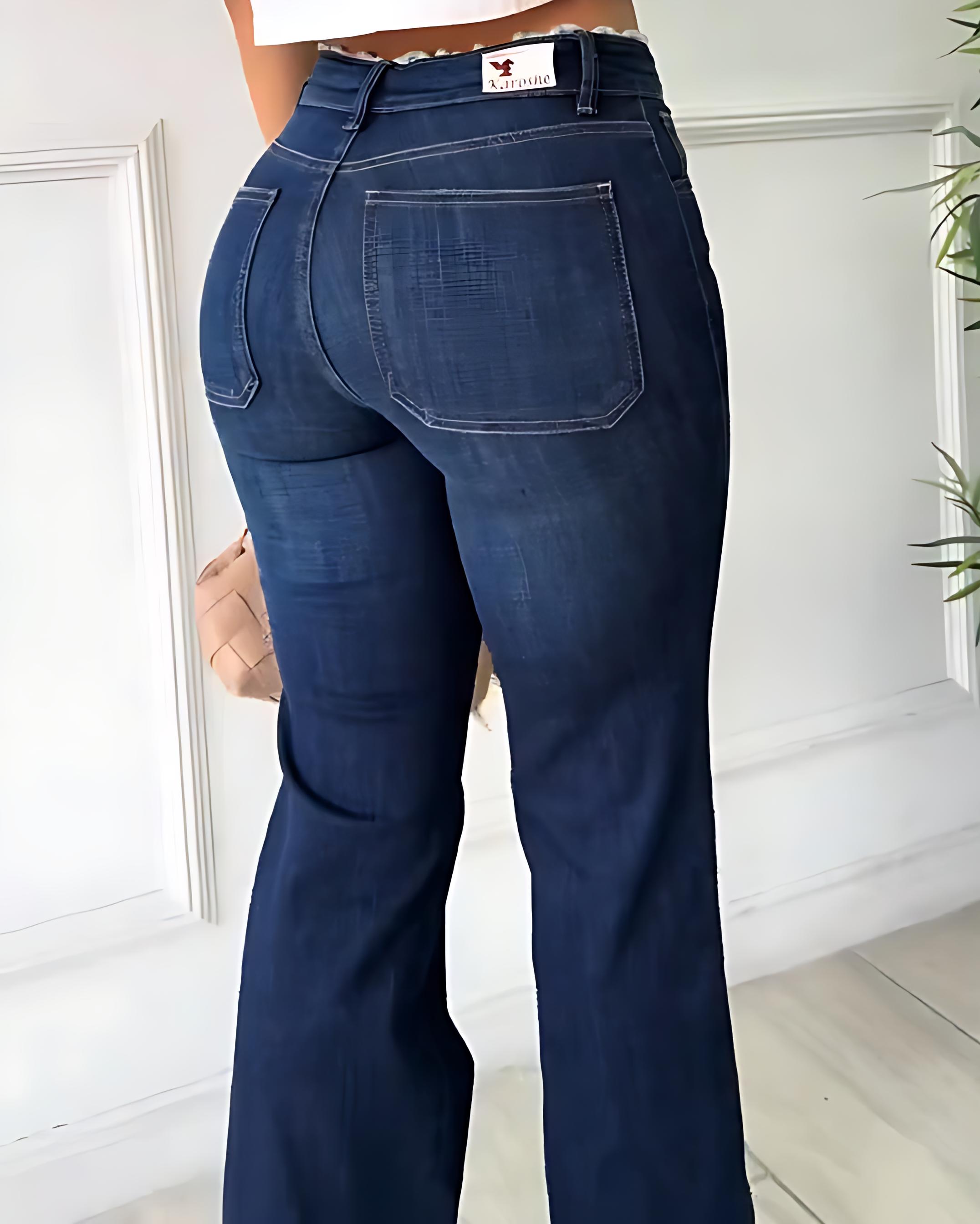 High-Rise Lace Trim Slim-Fit Jeans