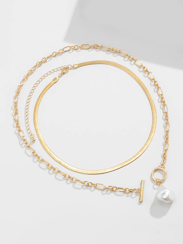 Fashion Hip-Hop OT Buckle Flat Ssnake Bone Necklace
