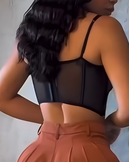 Sheer Mesh Push-Up Corset Top