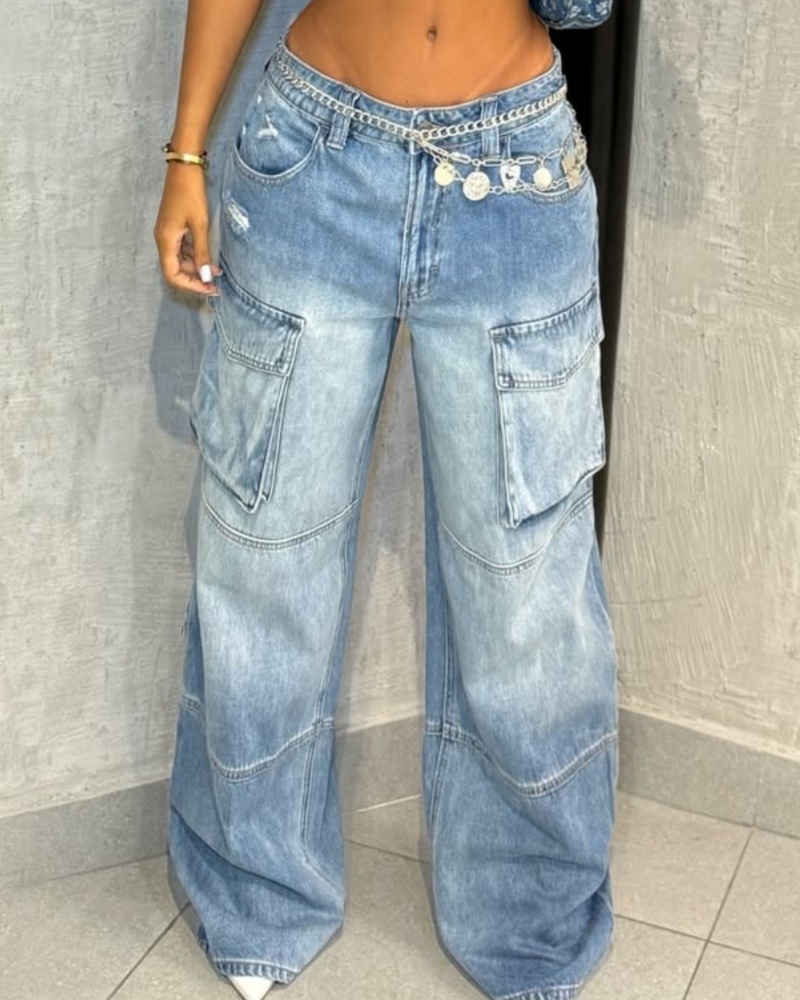 Women's Wide-leg Cargo Jeans