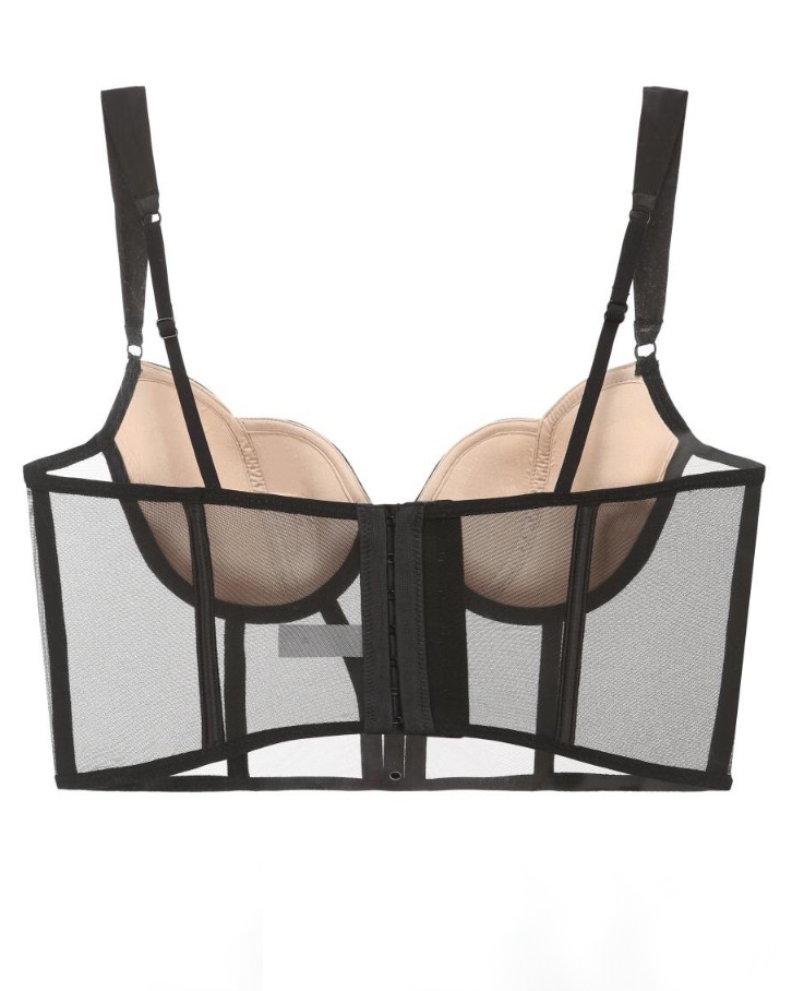 Sheer Mesh Push-Up Corset Top