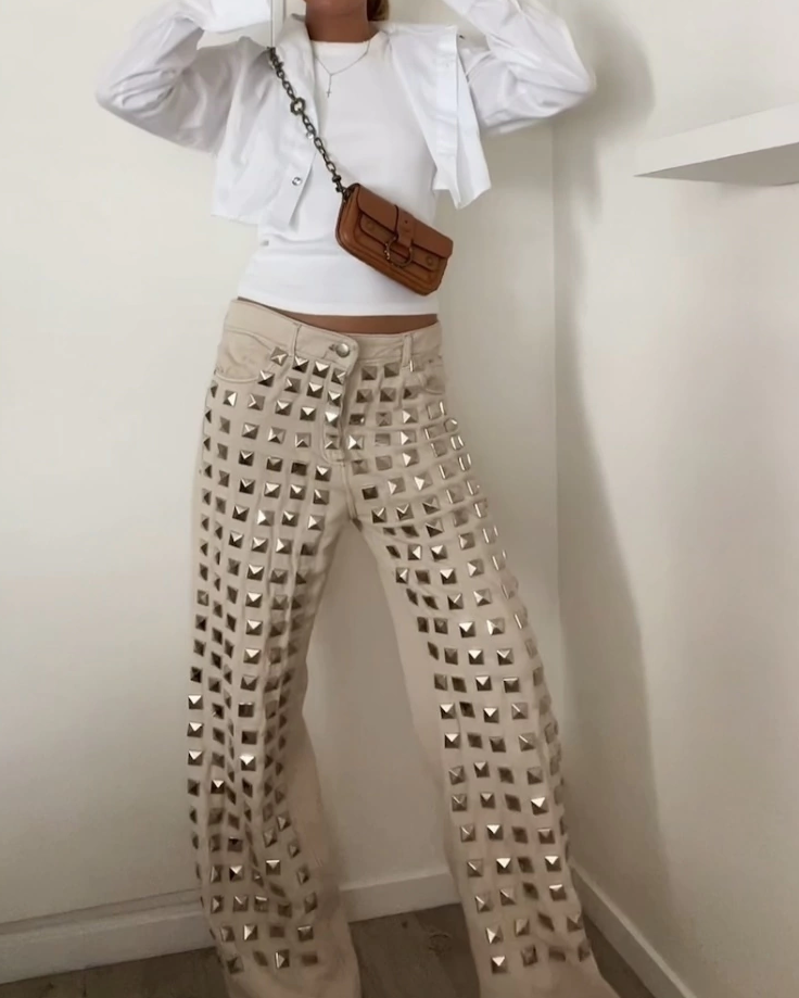 Studded Mid-Rise Jeans (Pre Sale)