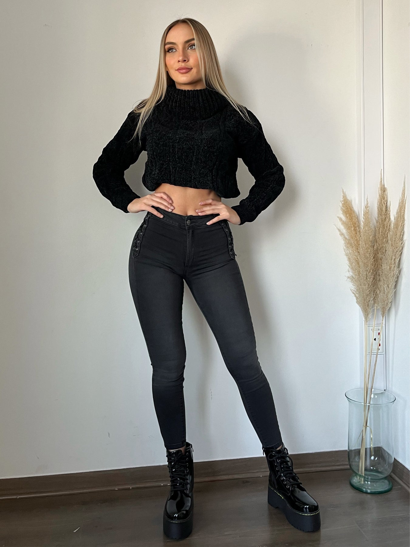 Braided Design Colorful Skinny Fashion Jeans