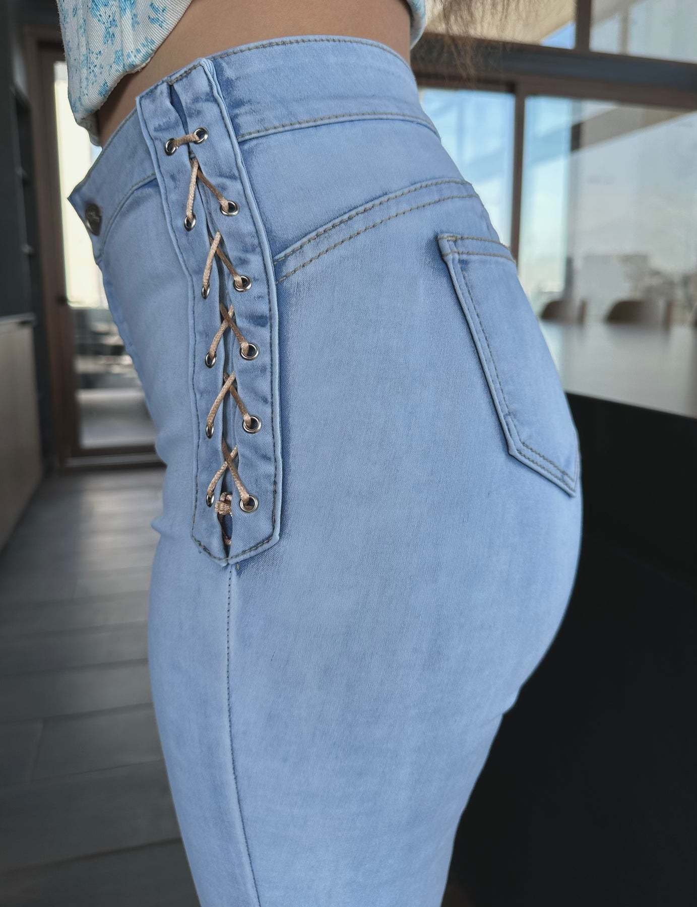 Braided Design Skinny Fashion Jeans