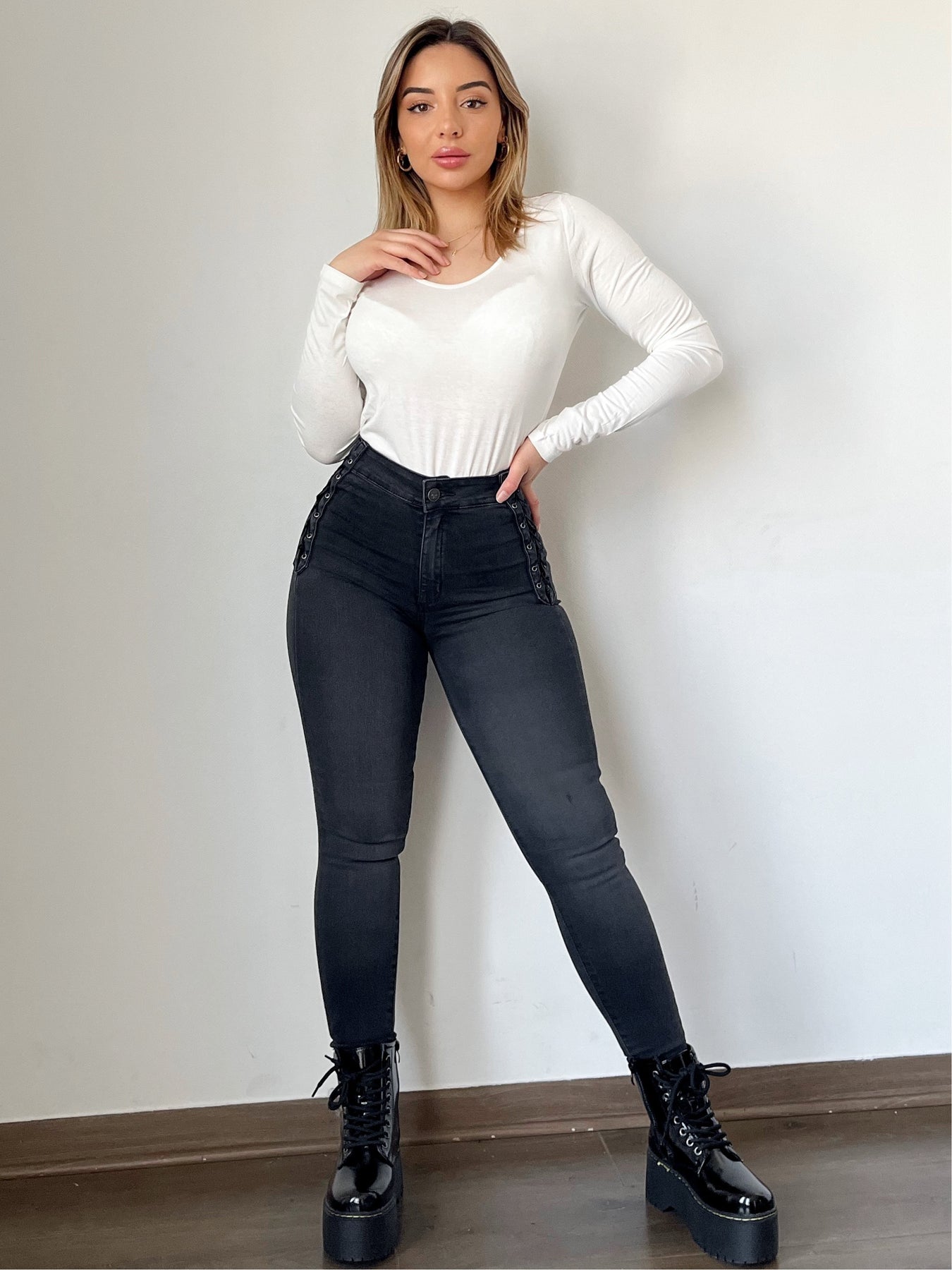 Braided Design Colorful Skinny Fashion Jeans